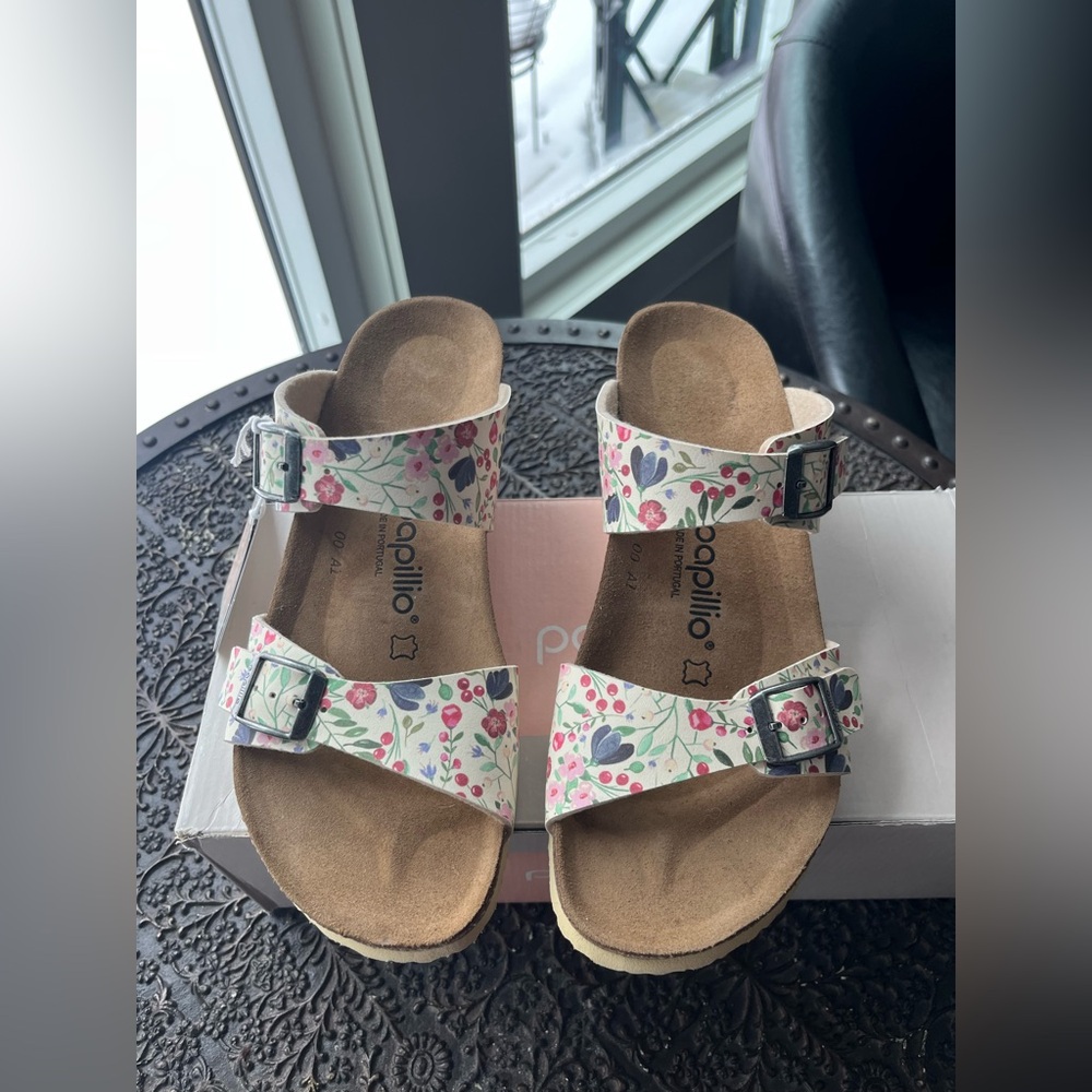 PAPILLIO BIRKENSTOCK DOROTHY MEADOW FLOWERS BEIGE 38 EU 7-7.5 US - Picture 5 of 7